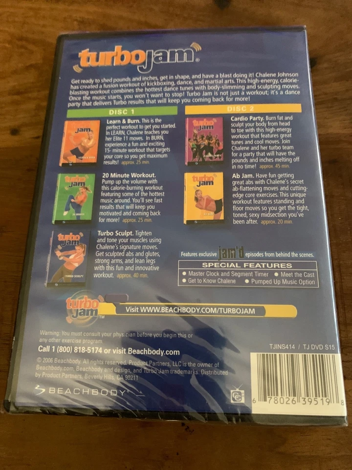 SEALED Turbo Jam 5 Rockin Workouts DVD Beachbody Chalene Johnson 2 Disc Set Foto 2 de 2