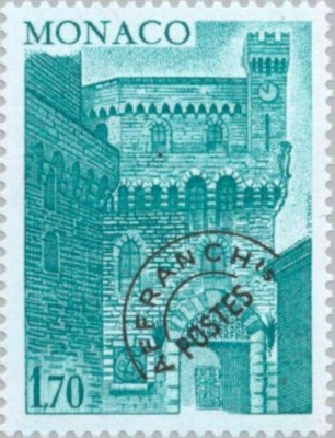 Monaco 1976 Scott 1033 Sello ** Edificios Torre del Reloj Precancelado