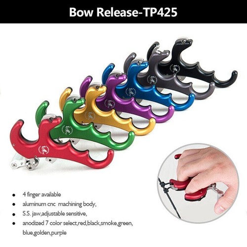 Topoint TP425 Bow Release 4Finger Aluminum Archery Release Aid Auto Caliper Hunt - Picture 2 of 30