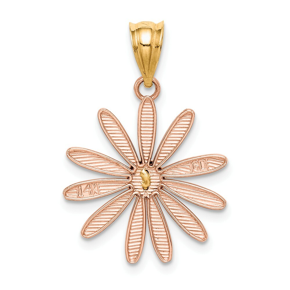 ★daisy★✾14kgf 14K Yellow and Rose Gold Two Tone Polished Daisy Flower Dangle