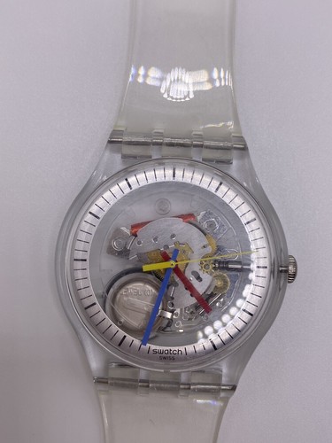 Swatch Swiss Men’s Clear Jelly Skeleton PVC Wrist Watch New Batt - Picture 8 of 11