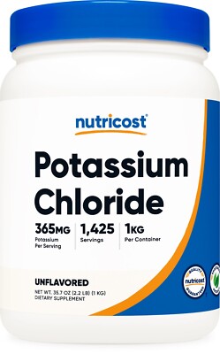 Nutricost Potassium Chloride 1kg - Gluten Free, Non-GMO