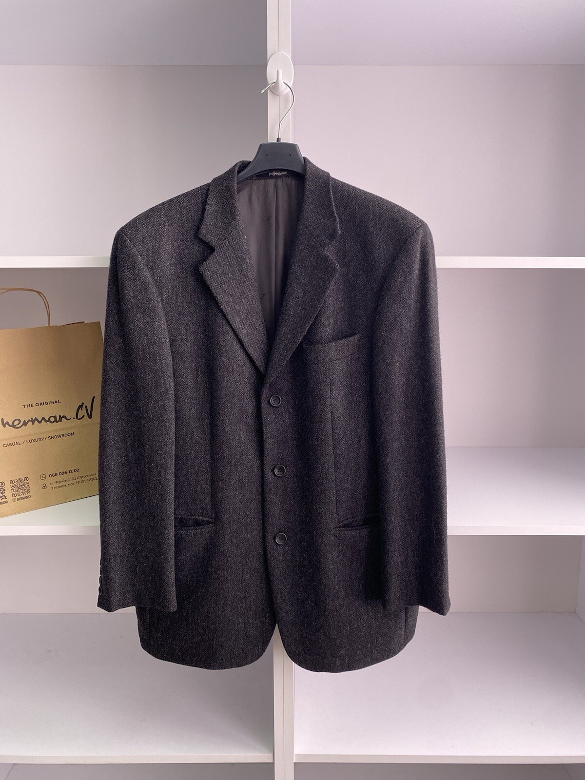 Giacca tuta uomo tweed lana vintage YSL Yves Saint Laurent