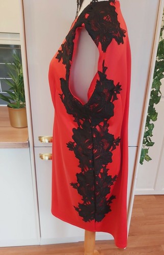 AX PARIS curve SIZE 24 RED BLACK LACE WIGGLE pencil bodycon DRESS party sexy - Picture 4 of 11