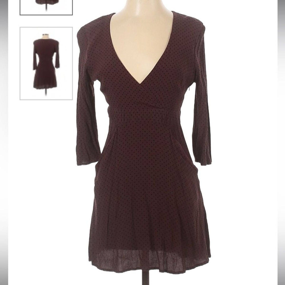 SILENCE+NOISE viscose Burgundy Long Sleeve Mini dress pockets Maroon size 2  | eBay
