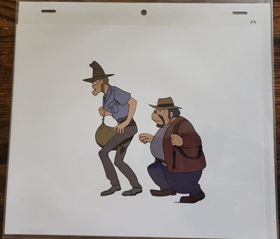 Unknown Sketchy Characters Animation Production Cel with Drawing