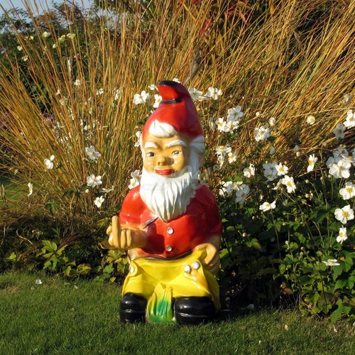 GARTENZWERG mit STINKEFINGER 75 cm Deko Garten Figur GNOM Zwerg Wichtel