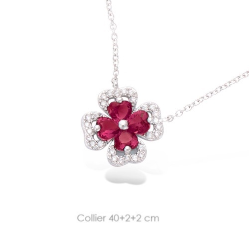 Pendentif En Argent Rhodié Avec Rubis Et Diamants Cz Style Marquise - Neuf Avec étiquettes Dolly-Bijoux