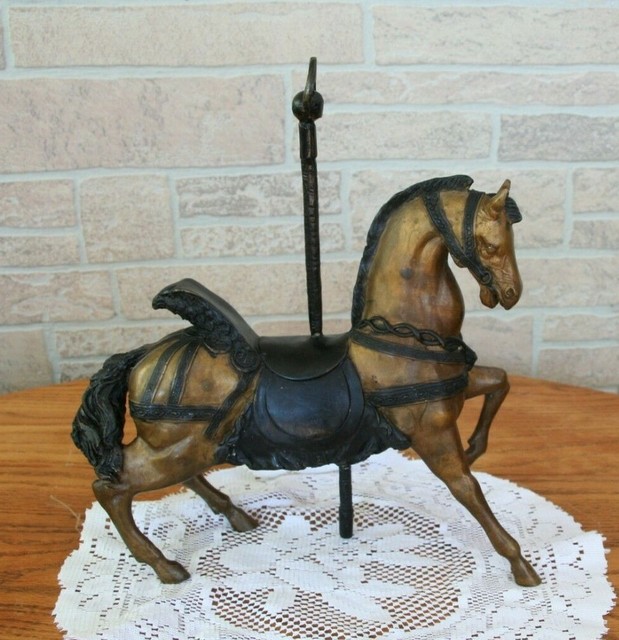 Vintage Bronze Metal Carousel Horse Statue with Eagle Head Saddle eBay