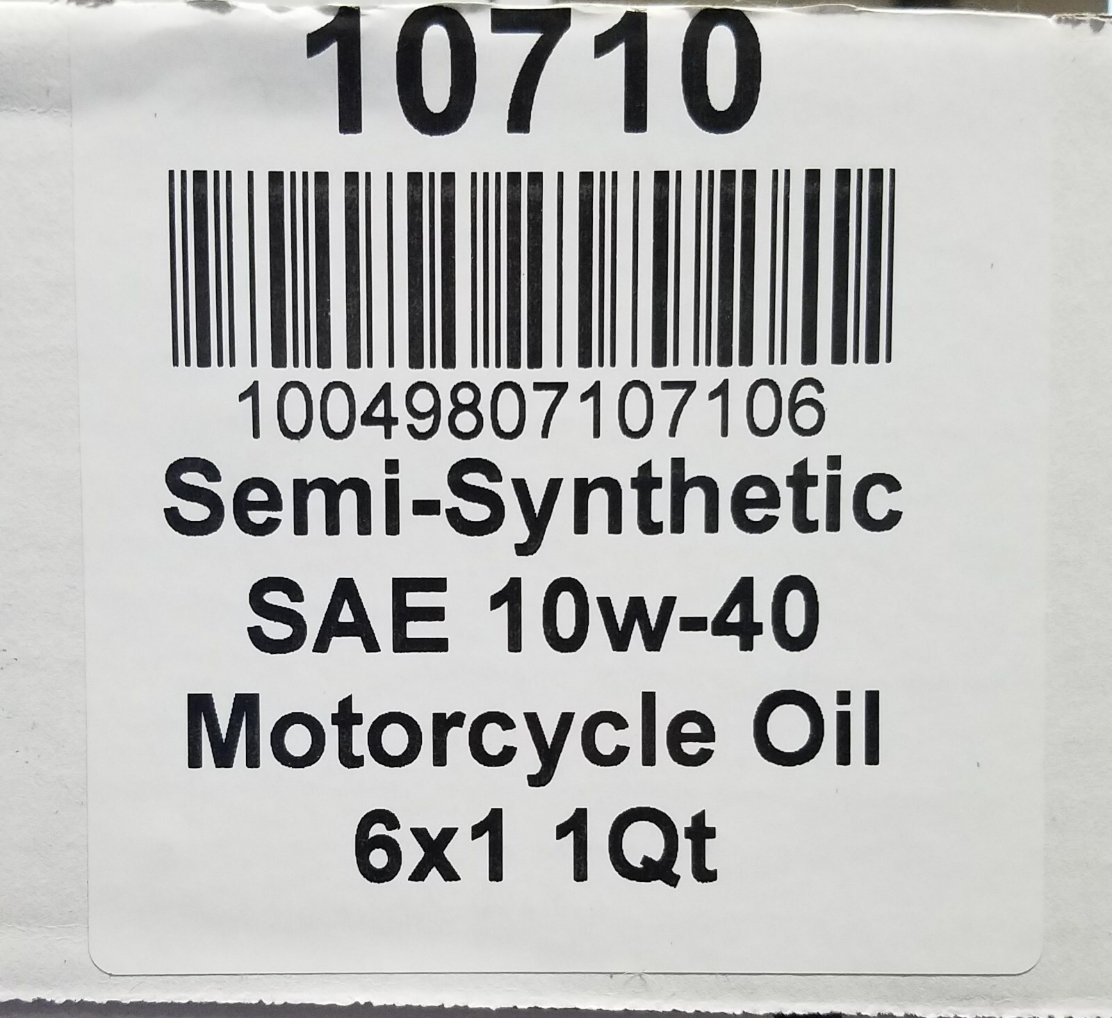 Lucas 10710 10W40 Semi-Synthetic Motorcycle Oil; Case of 6 - 1 Quart Bottles