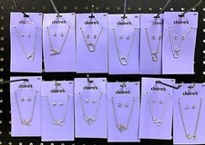 Claire’s Girls Initial Earrings & Necklace Set Choose A C J K M S & Silver/Gold