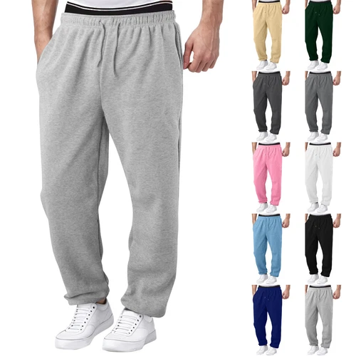 Herren Fleece gefütterte Jogginghose weites gerades Bein Hose unten Sweatpants Jogger - Bild 2 von 54