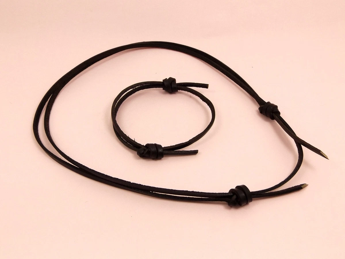 Genuine 3mm Flat LEATHER Adjustable KNOT Sliding CHOKER Necklace or BRACELET