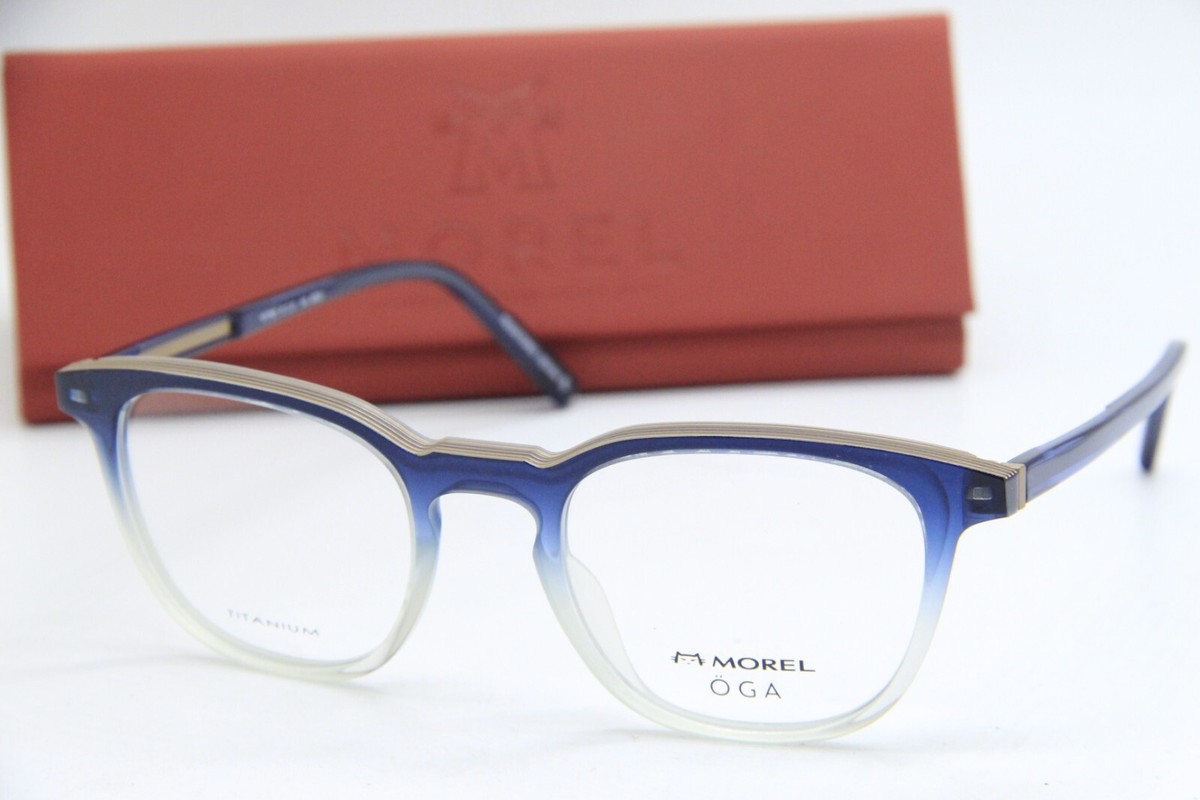 NEW MOREL unisex 10175o round eyeglasses in blue NEW MOREL OGA 10175O BD05 BLUE BROWN GREY AUTHENTIC  main image 3