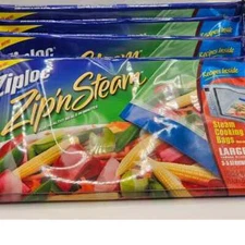 Ziploc Zip'n Steam Cooking Bags 4 Packs of 7 LARGE 10"X10" (28 total) NEW