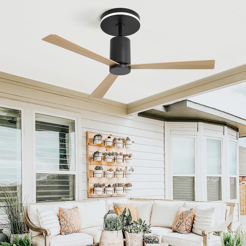 52 Inch Modern Flush Mount Ceiling Fan with led light and Remote Control, 3 ABS - Picture 8 of 10