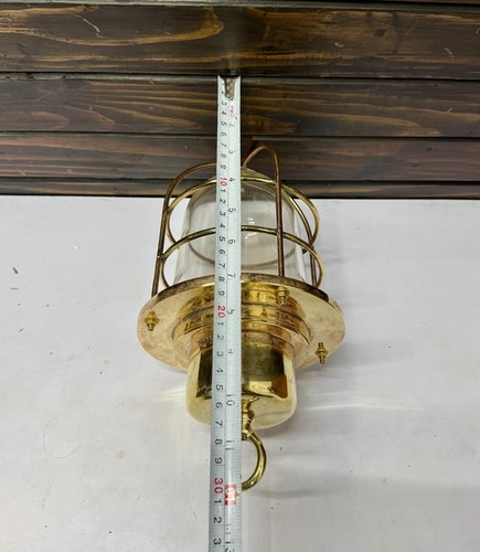 Vintage Old Brass Bulkhead Pendant - Mid-Century Nautical Ceiling Hanging Light - Picture 11 of 11
