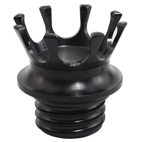 Black King Crown Gas Oil Cap Fuel Tank Cover Flush Vented For Harley Sportster - Foto 4 di 12