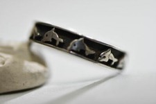 Dolphin ring Surfer Slender Band Sterling Silver thumb men Size 9.5