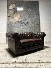 1 of 3 - Cool Dark achocolate Brown Leather Chesterfield 2 seater Sofa