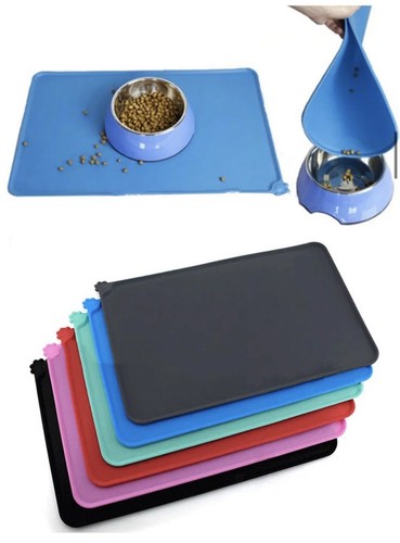 Pet Food Mat Cat Dog Puppy Silicone Feeding Non Slip Waterproof Bowl Mat 18/12 - Picture 7 of 9