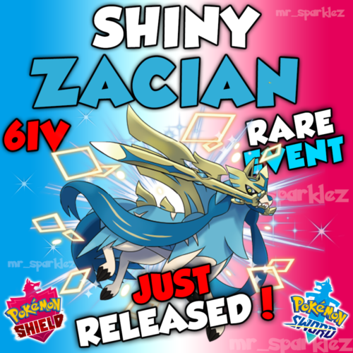 ✨ SHINY ZACIAN ✨ 6IV RARE EVENT ✨ JUST RELEASED ✨ Shiny Pokemon Sword Shield - Picture 1 of 5