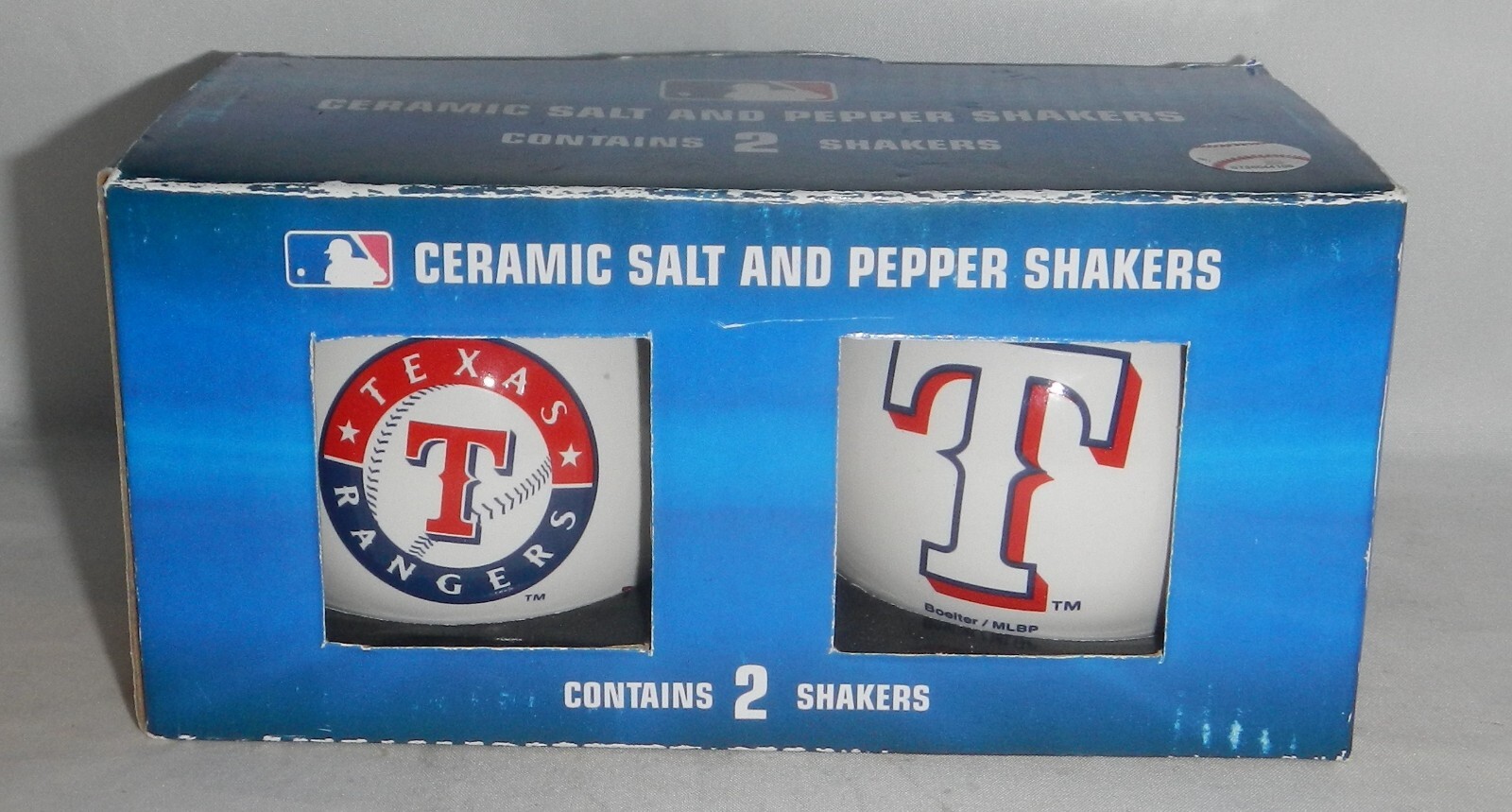 Texas Rangers MLB Baseball Logo Ceramic Ball Salt and Pepper Shaker Set