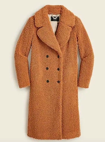 NWT J Crew Double Breasted Teddy Sherpa 