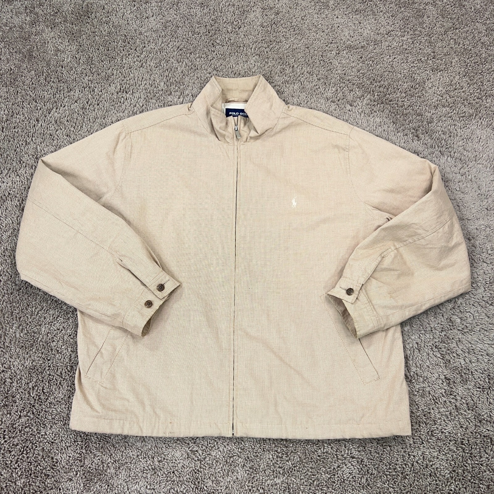 Polo Ralph Lauren Giacca Uomo XL Beige Micro Pied de Poule Golf Performance Pony