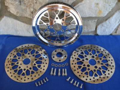 #ad #ad MESH CROSS LACED PULLEY amp; BRAKE ROTORS PARTS FOR HARLEY 70 T 1 1 2quot; 1984 99 $349.89
