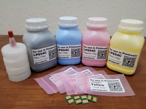 (100g x 4) Toner Refill for use in Printronix LP654C Industrial Printer + 4 Chip