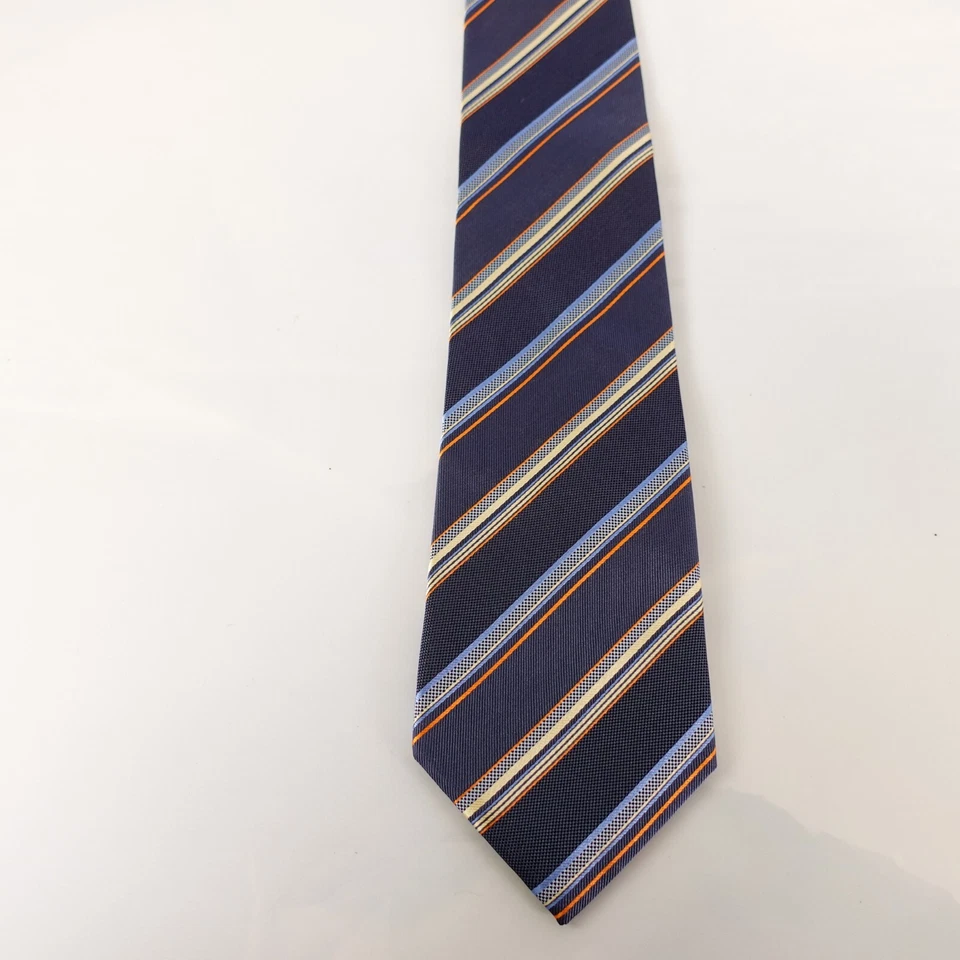 Corbata clásica FEMMIO VALENTINO Italia azul pizarra a rayas múltiples Oxford Foto 3 de 4