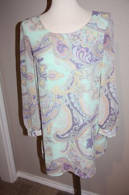 Womens Small Blu Pepper Mini Spring Dress Paisley Mint Green Church Party  Easter | eBay