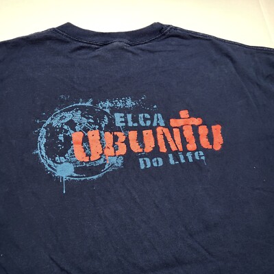 ELCA Ubuntu Do Life T-Shirt Mens 2XL Blue Y36
