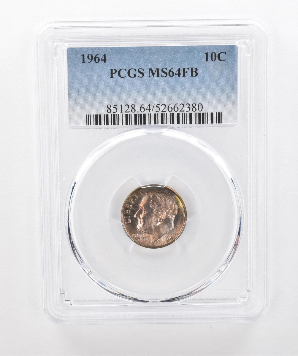 PCGS Certified MS 64 Graded 1964 Roosevelt Dimes (1946-Now) for