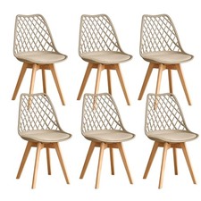 6er Set Esszimmerstühle Wohnzimmer Büro Stühle Rasterdesign Buche Massiv-Holz