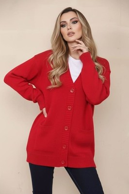 Damen Uni Oversize Baggy Freizeit Strickjacke 5 Knöpfe Winter Mode S/4XL