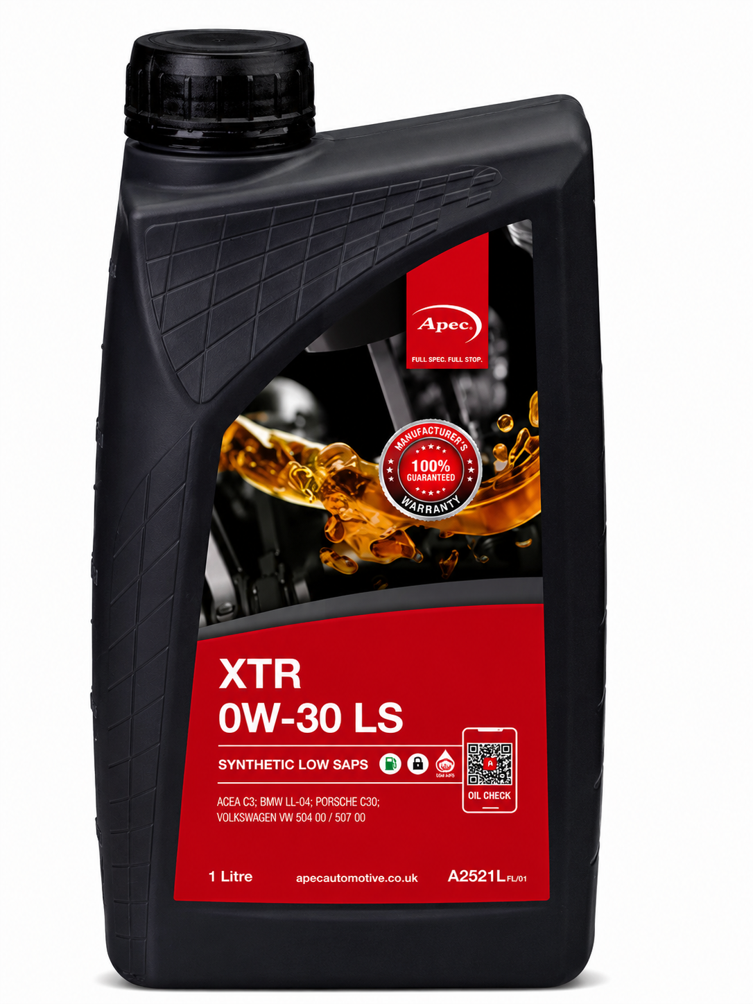 APEC XTR 0W-30 LS Fully Synthetic Engine Oil 1L | ACEA C3 BMW LL-04 Porsche C30