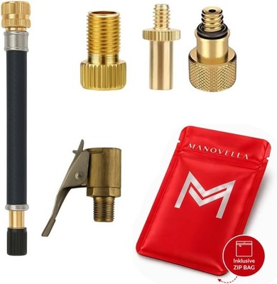 Ventiladapter Fahrrad Set AV DV SV Schrader Presta Dunlop + 180mm Verlängerung
