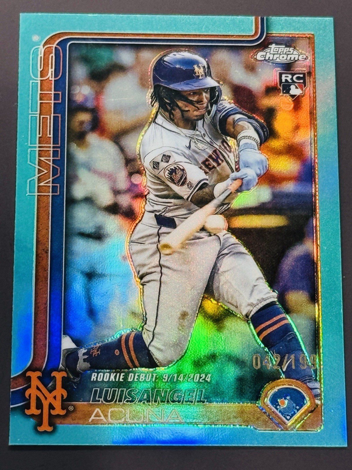 Luisangel Acuna 2025 Topps Chrome Update Aqua Refractor /199 Rookie Debut