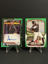 Bowman Green Lot Abdias De La Cruz Prospect Auto Green Refractor & Paper #/99