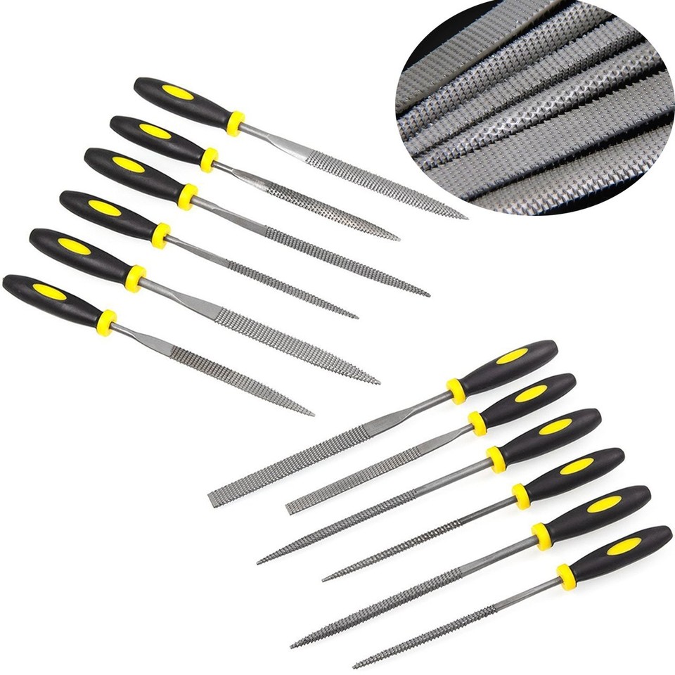 File Kit 12 Assorted Small Metal Needle Files Set with Bristle Brush ...
