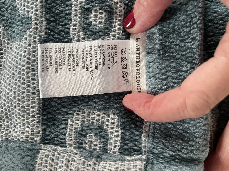 Cortinas cortinas Anthropologie azul com estampa de animais, em excelente estado usado, conjunto de 6 painéis, 86” - Imagem 4 de 4