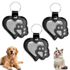 3 PCS Pet Heart-Shaped Leather Hair Keychain Dog Cat Hair Collector 3PCS Black