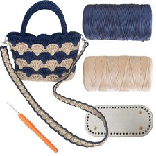 Tote Bag Crochet Kit for Beginners Two Color Crochet Kit with Step-by-Step Vi...
