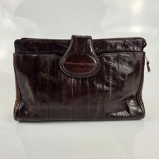 Vintage Ultra Genuine Eel Skin Clutch Organizer Bag Made in Korea Brown