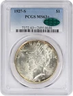 1927-S Peace Silver Dollar MS63+ PCGS (CAC)