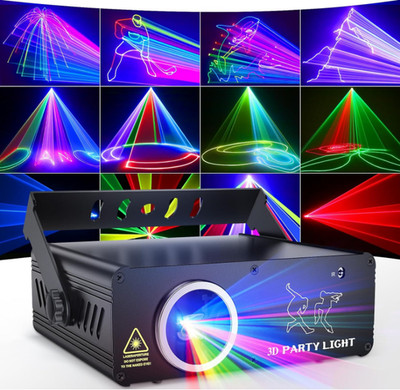 Luces láser DJ RGB 3D DMX512 activadas por música con control remoto