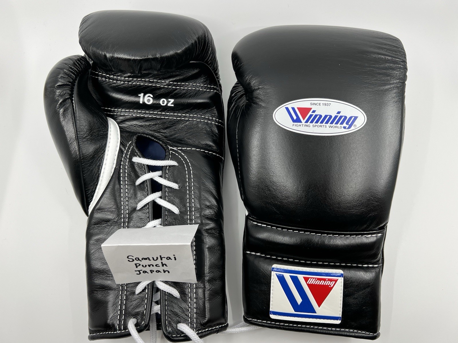 Guantes de Boxeo Winning 16oz MS-600 Negro Tipo con Cordones NUEVO En Stock Japón