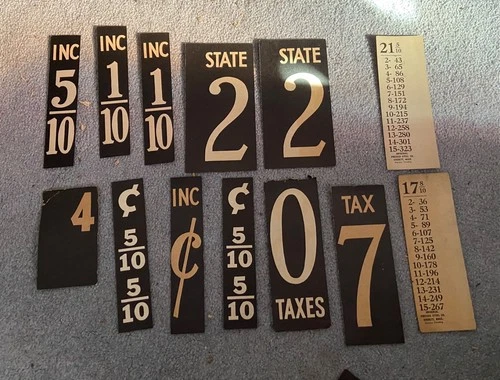 Vintage Gas Pump Price and Tax Placard SIGNS PAPER